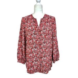 Joie Silk Ditsy Floral Blouse Size Small Pink White Red Removable Neck Tie